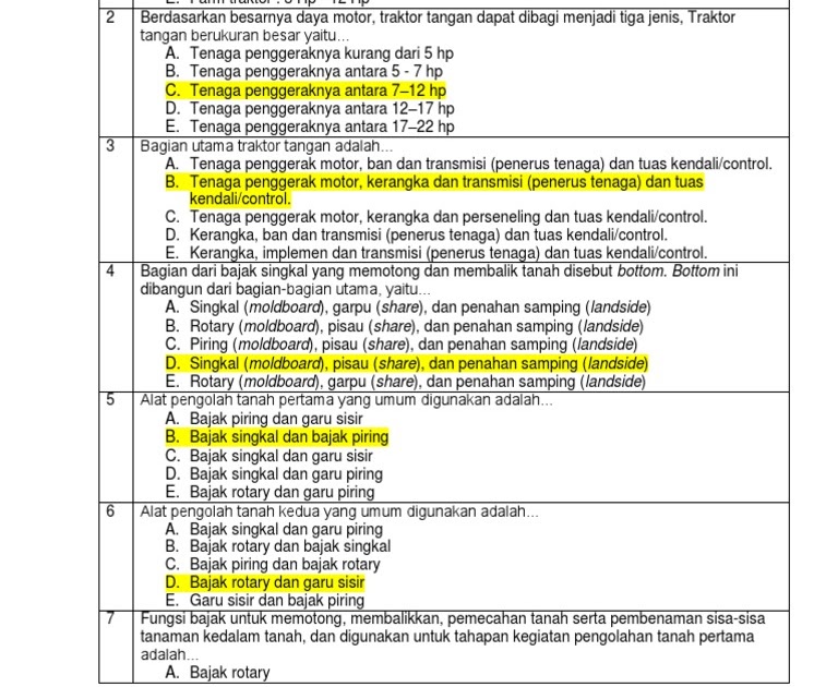Soal Dan Jawaban Pertanian Dan Ketahanan Pangan Smk  Ruang Soal