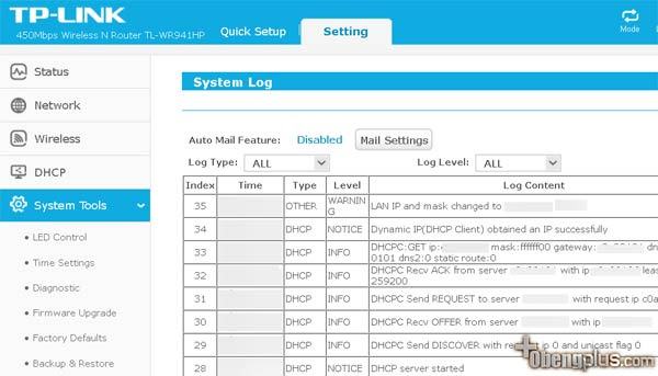 Security mengirim log email aktivitas router