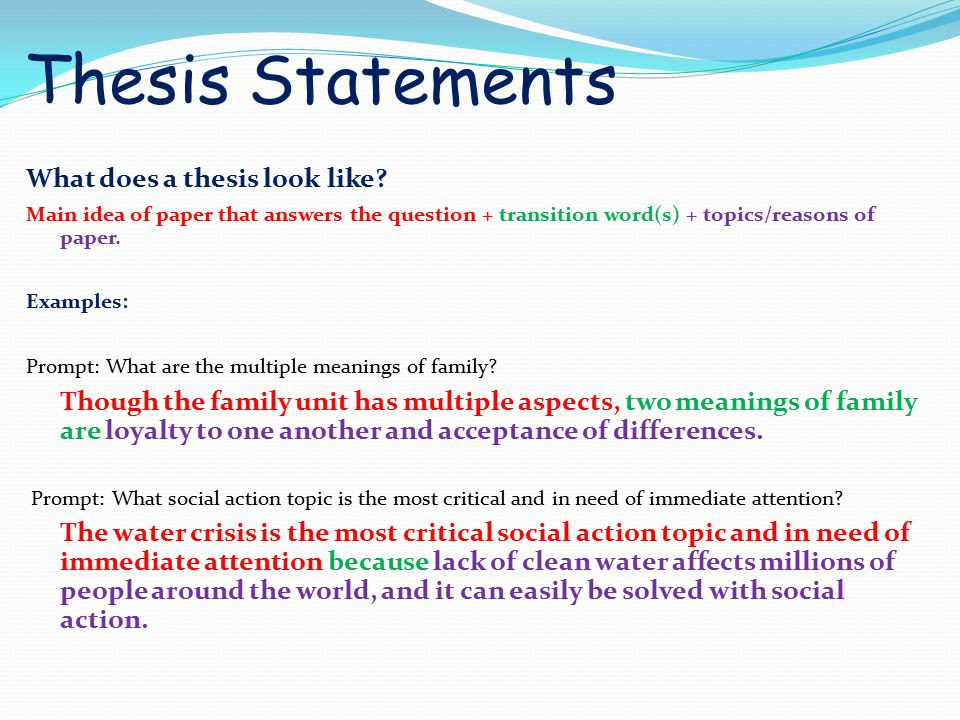 examples of thesis statement about family