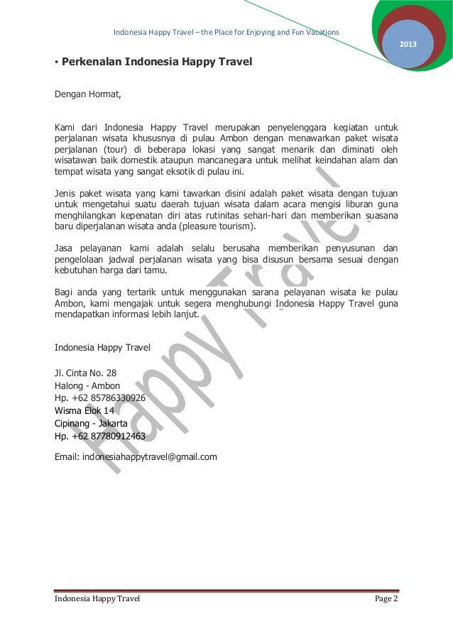 Contoh Surat Penawaran Paket Tour Contoh Surat