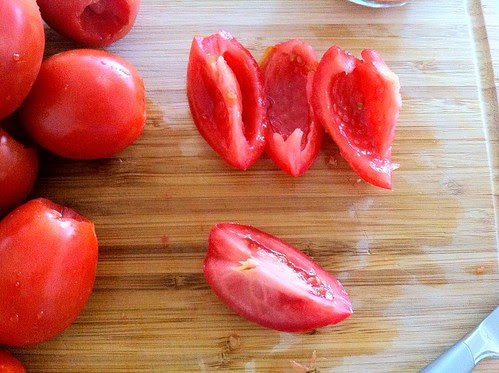 Roma Tomoato Quarters with Seeds Removed