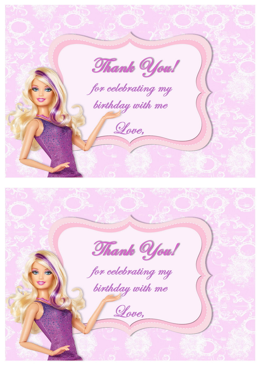 barbie birthday invitation card free