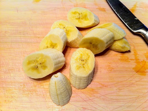 Banana sliced on a bias