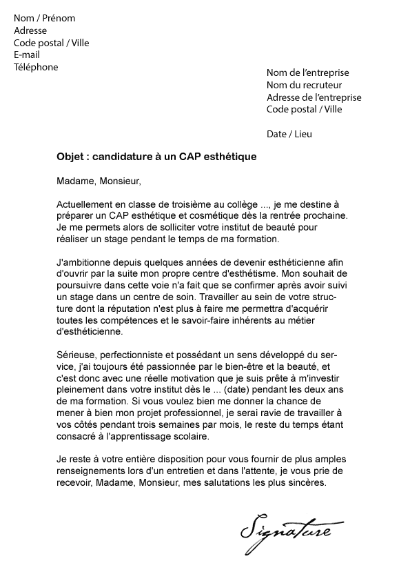 coiffure204 lettre de motivation cap coiffure