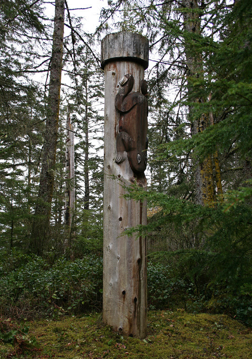 frog memorial totem pole, Kasaan Totem Park, Kasaan, Alaska