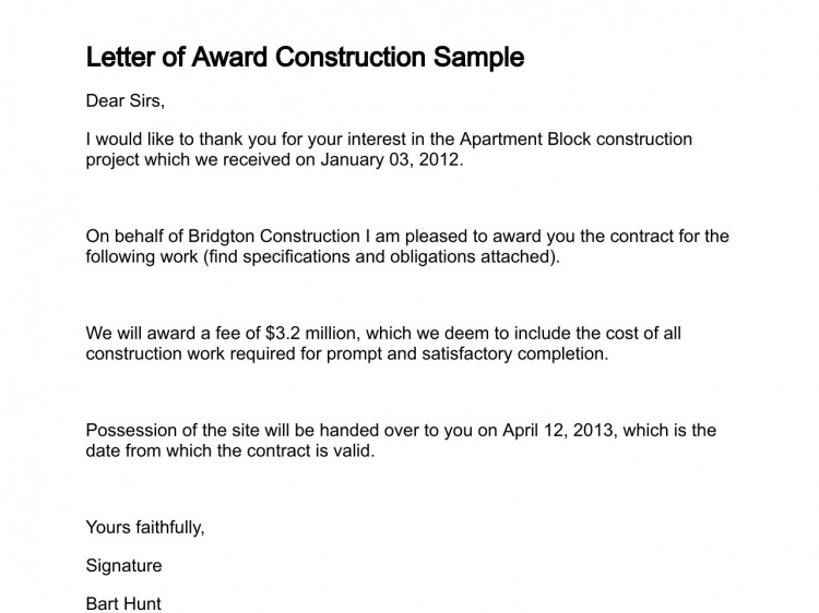 Letter Of Award Construction Malaysia - Letters of Award for
