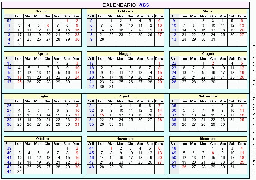 Calendario 2022 Feste Calendario Lunare