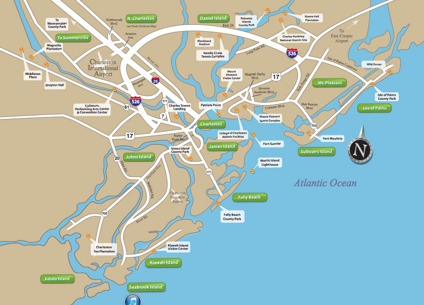 Map Of Charleston Sc And Surrounding Area | Living Room Design 2020