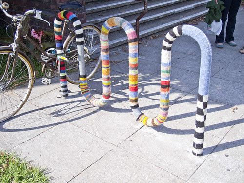 yarn bombing street furniture