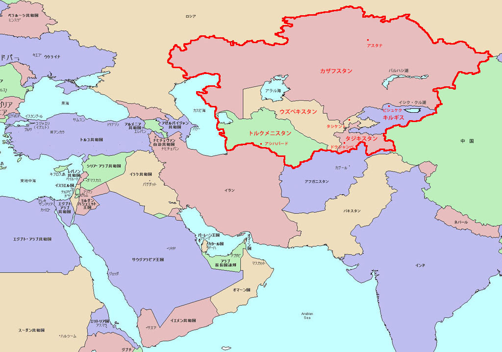 アジア の 地図 国名 入り Kocolo