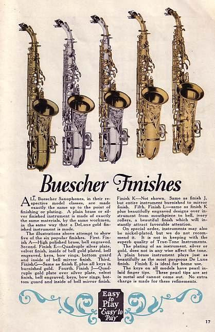 Buescher Finishes - 1920's