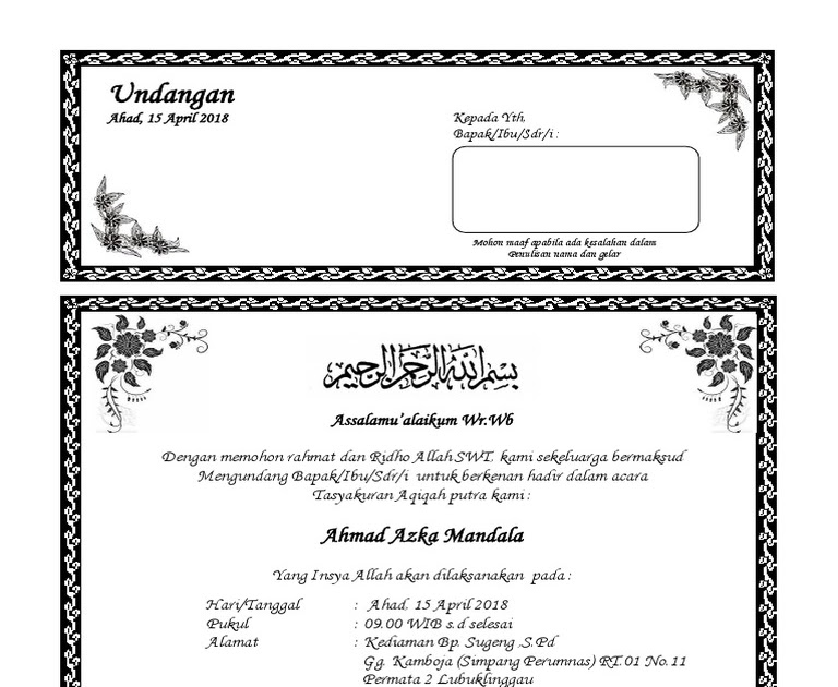 Download Undangan Aqiqah Word