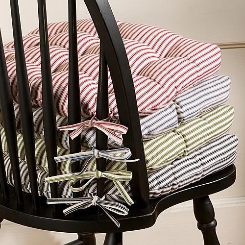 Chair Pads: Classic Ticking Chair Pad Blue