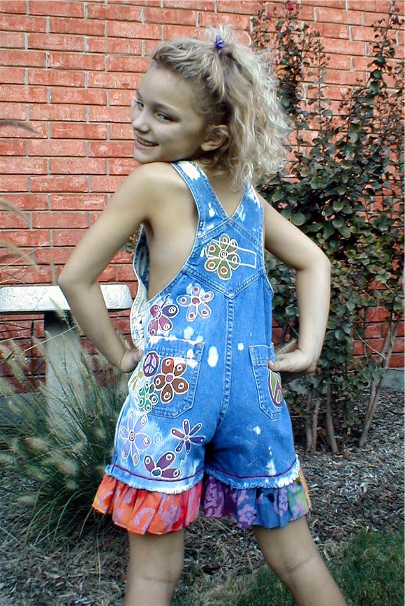 peace and daisies Back of hand painted peace and daisies overalls