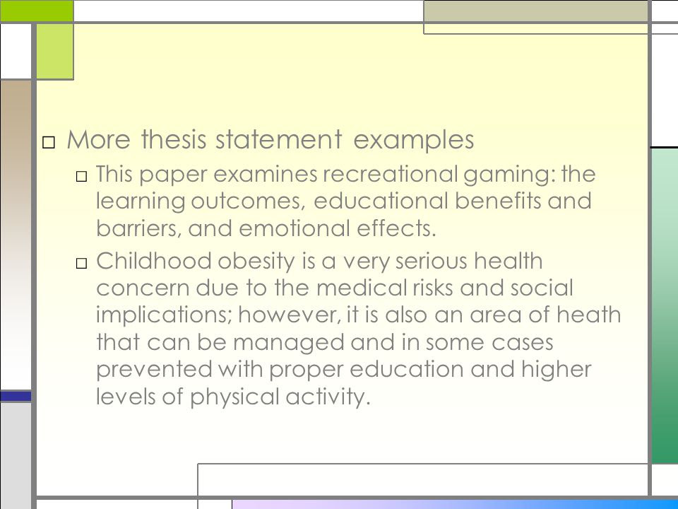 research paper topics and thesis statements examples