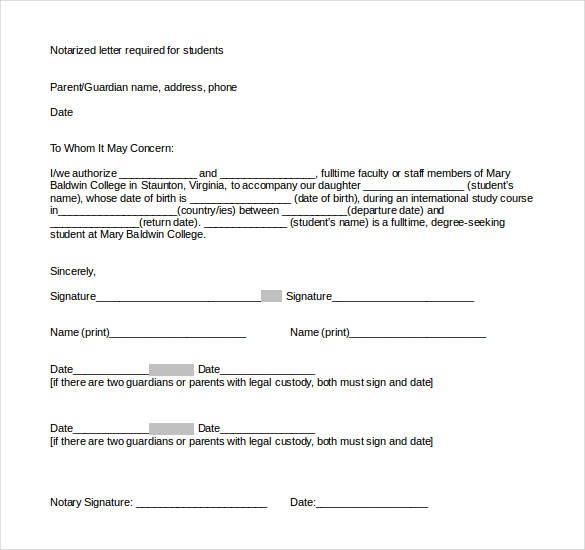 Notarized Letter Sample Notarised Document | PDF Template