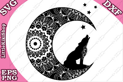 Download Zentagle Wolf And Moon Svg Mandala Wolf Svg Free