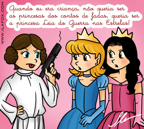 quando eu era criança, não queria ser as princesas dos contos de fadas, queria ser a princesa Leia do Guerra nas Estrelas - ilustração by Ila Fox