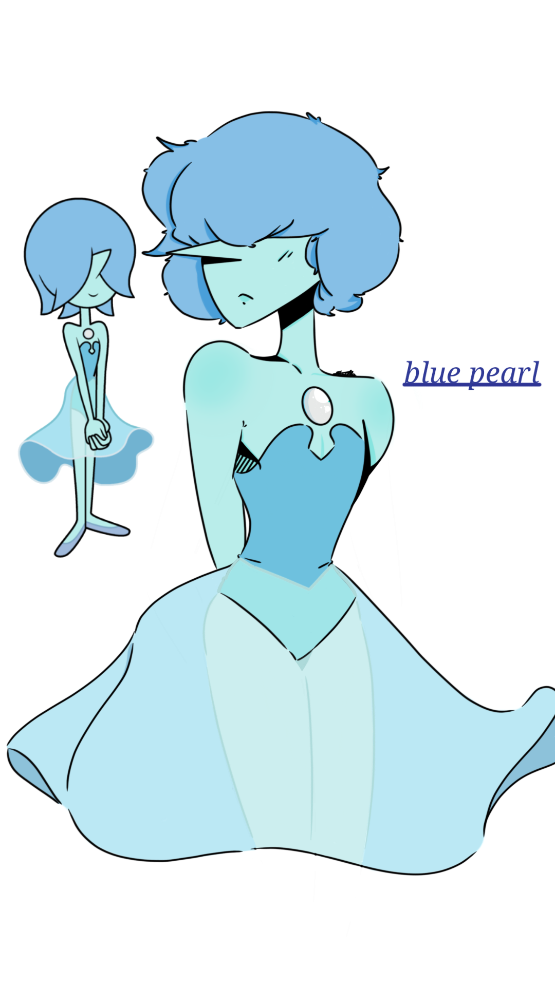 Guys I drew one of my baby gorls!! I love her!!! I plan on drawing all the pearls, members of the blue court, etc. I love them so much I just had to draw Blue Pearl (Small one on left is a transparent...