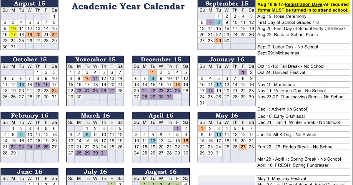 Best Templates Academic Calendar Tucson Waldorf School
