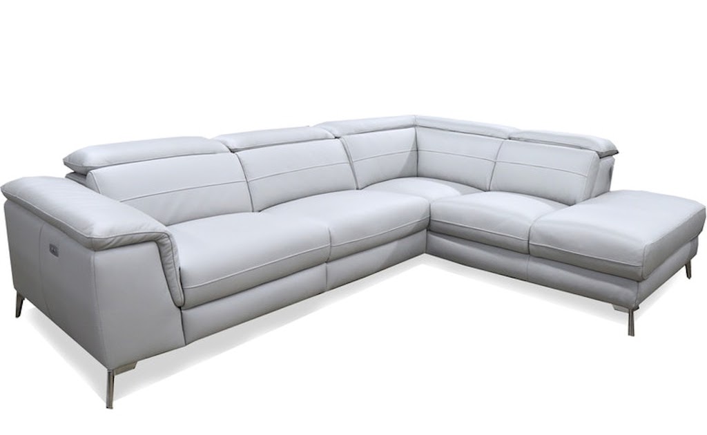 Low Profile Sectional Sofa With Chaise, 2264b Modern White Leather Sectional Sofa