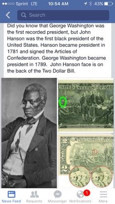 John Hanson First Black President Two Dollar Bill Dollar Poster