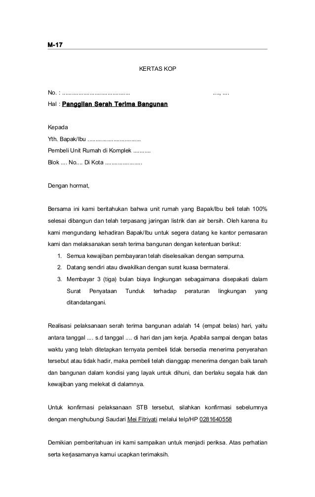 7 FREE DOWNLOAD CONTOH SURAT SERAH TERIMA FILE FORMAT DOC ...