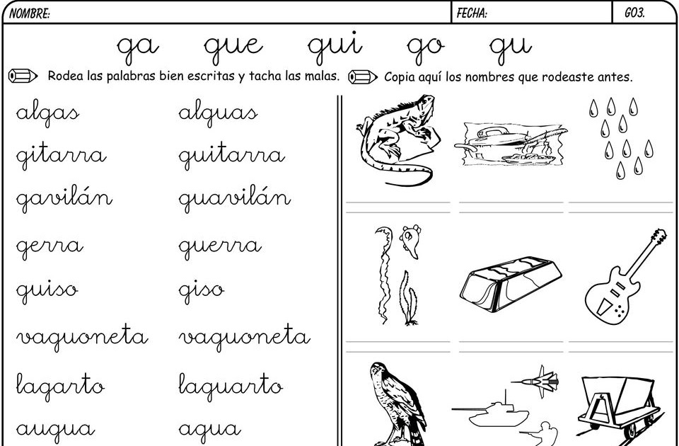 Palabras Con Gue Gui Ga Go Gu - Palabras español españa