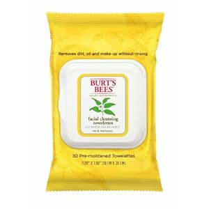 Burt's Bees Facial Cleansing Towelettes with White Tea, 30 Count (Pack of 2)