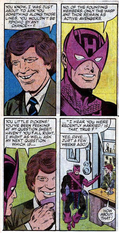 #7: English-speaking cabdriver shortage is a plot by Doctor Doom to take over world. #6: Beast likes hanging around with Sarah Jessica Parker and Matthew Broderick on Sunday afternoons. #5: Spider-Man Fan Club meetings take place locally. Avengers #239