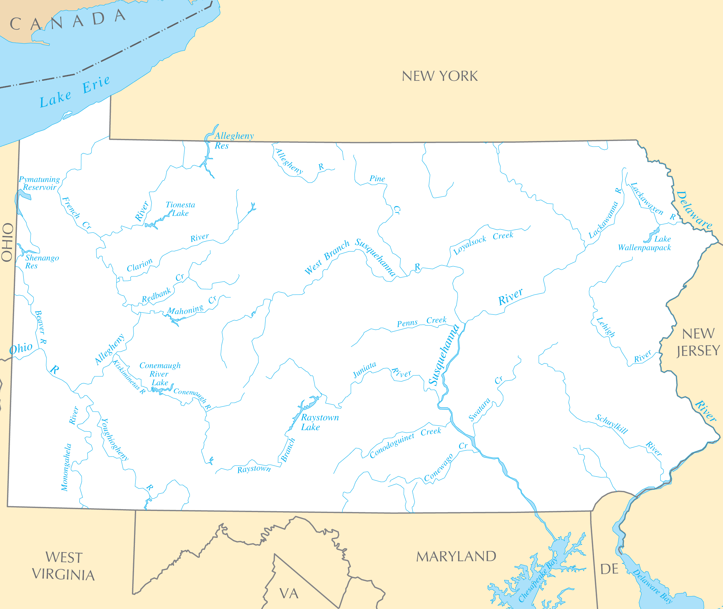 Map Of Lakes In Pa - Maping Resources