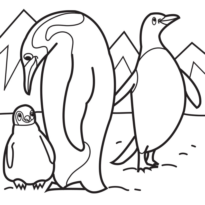 Baby Emperor Penguin Coloring Page