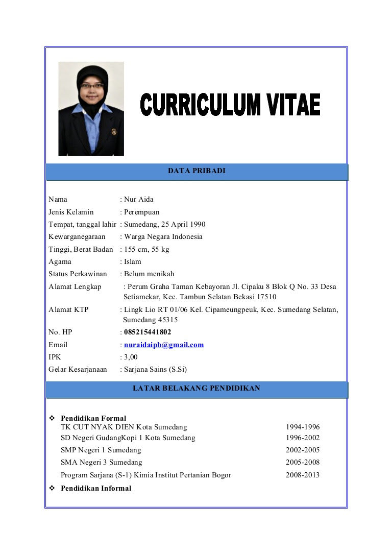 Contoh Resume Kerja Untuk Fresh Graduate