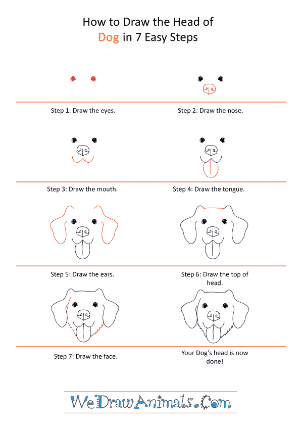 How To Draw A Dog Face Step By Step / Simply print the drawing sheet