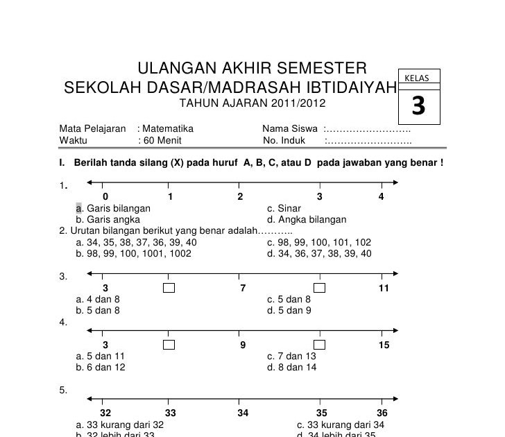 Soal UAS Kls 3 SD Semester 1 RAHASIA SOAL ULANGAN SD