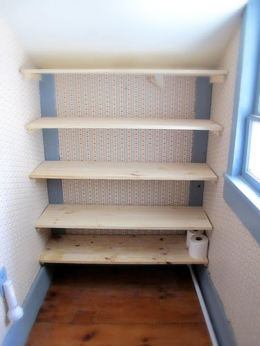 new shelves awaiting their linens
