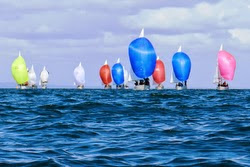 J/24s sailing downwind at Vic States in Australia