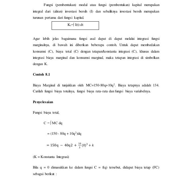 Contoh Soal Penerapan Integral Dalam Bidang Ekonomi