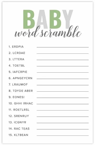 Baby shower games printable with answer key free pumpkin baby shower 