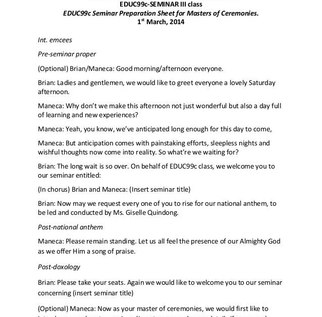 Emcee Script For Recognition Day Best Mc Script