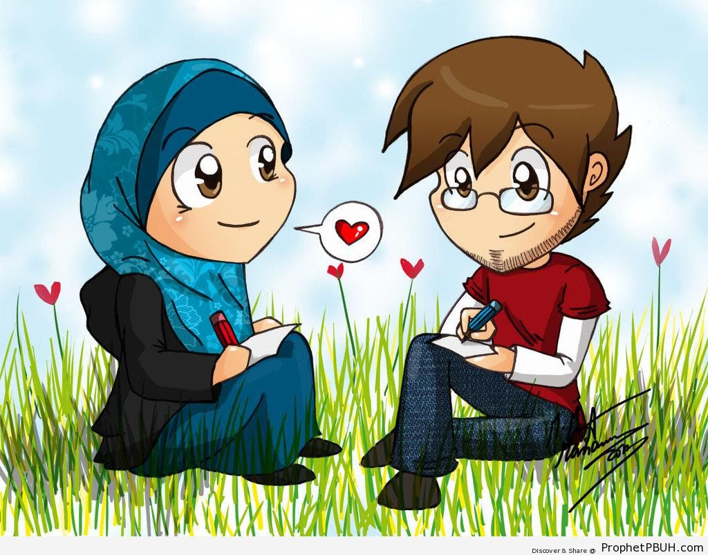 Kartun Muslim Couple Kolek Gambar