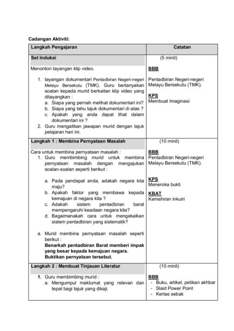 11+ Kajian kes sejarah tingkatan 5 bab 3 information