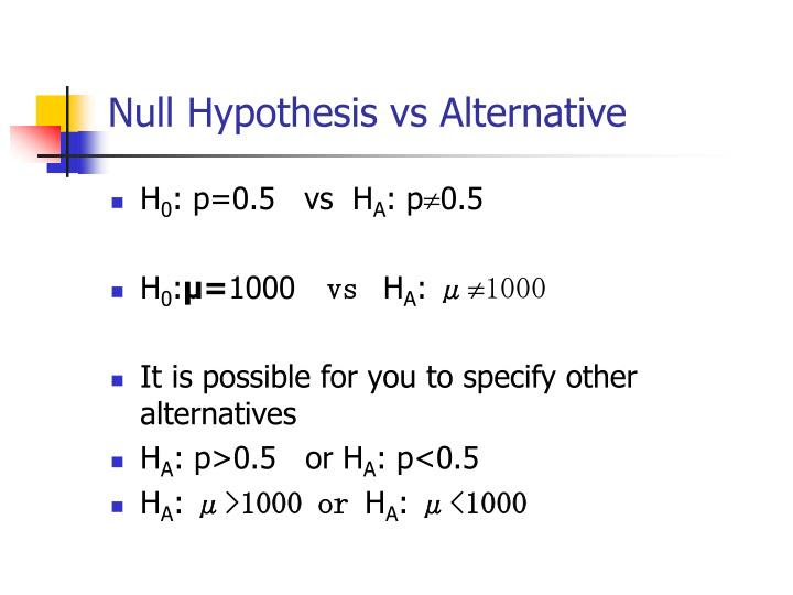state the null hypothesis in a sentence