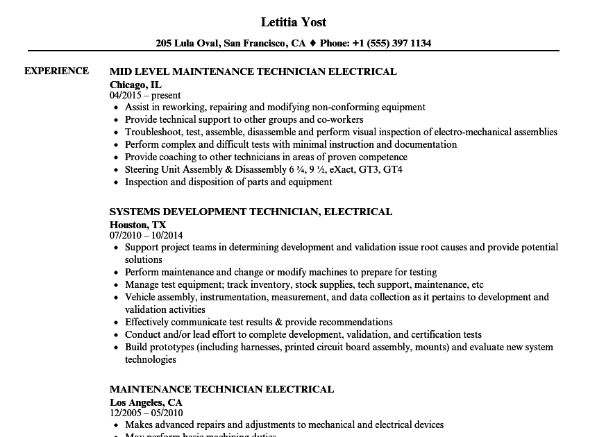 iti electrician resume sample in word format download