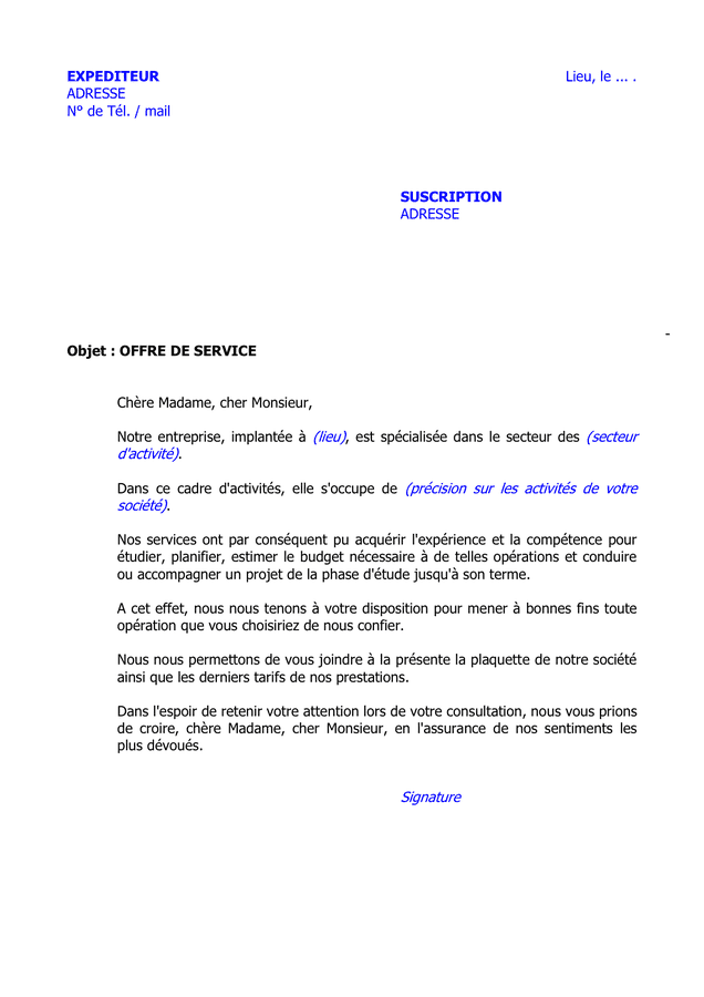 Exemple D Offre De Service D Une Entreprise Le Meilleur Exemple