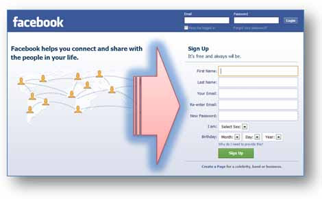 Cara Membuat Akun Facebook : Langkah 1. Membuka Situs Facebook