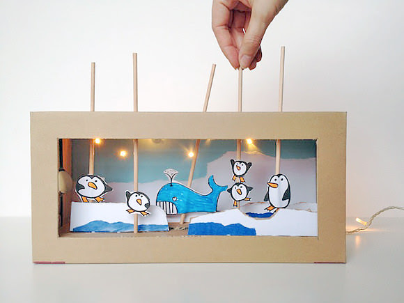 DIY Cartón Shoebox Theater (con luces de trabajo!)