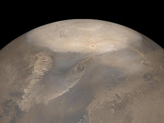Tormenta de arena en el planeta Marte