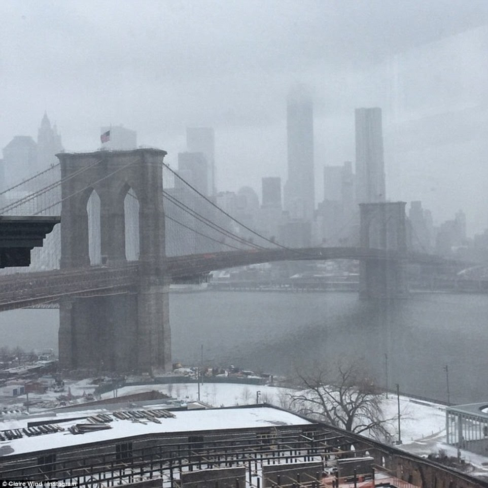 Here it comes! New York was bracing for a severe snowstorm which was set to begin around noon on Monday and could drop up to two feet on the city and bring hurricane-strength winds. A state of emergency was announced by Governor Cuomo today