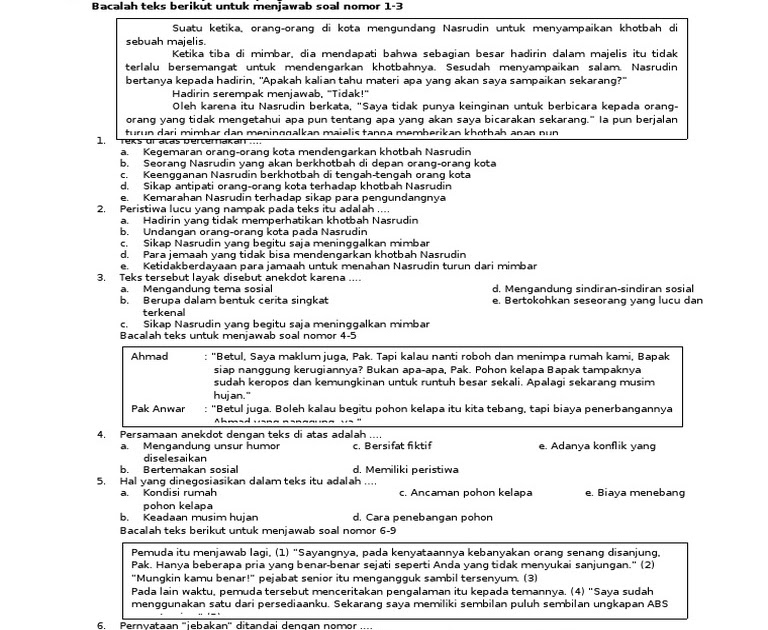 Contoh Latihan Soal Teks Lho Kelas 10